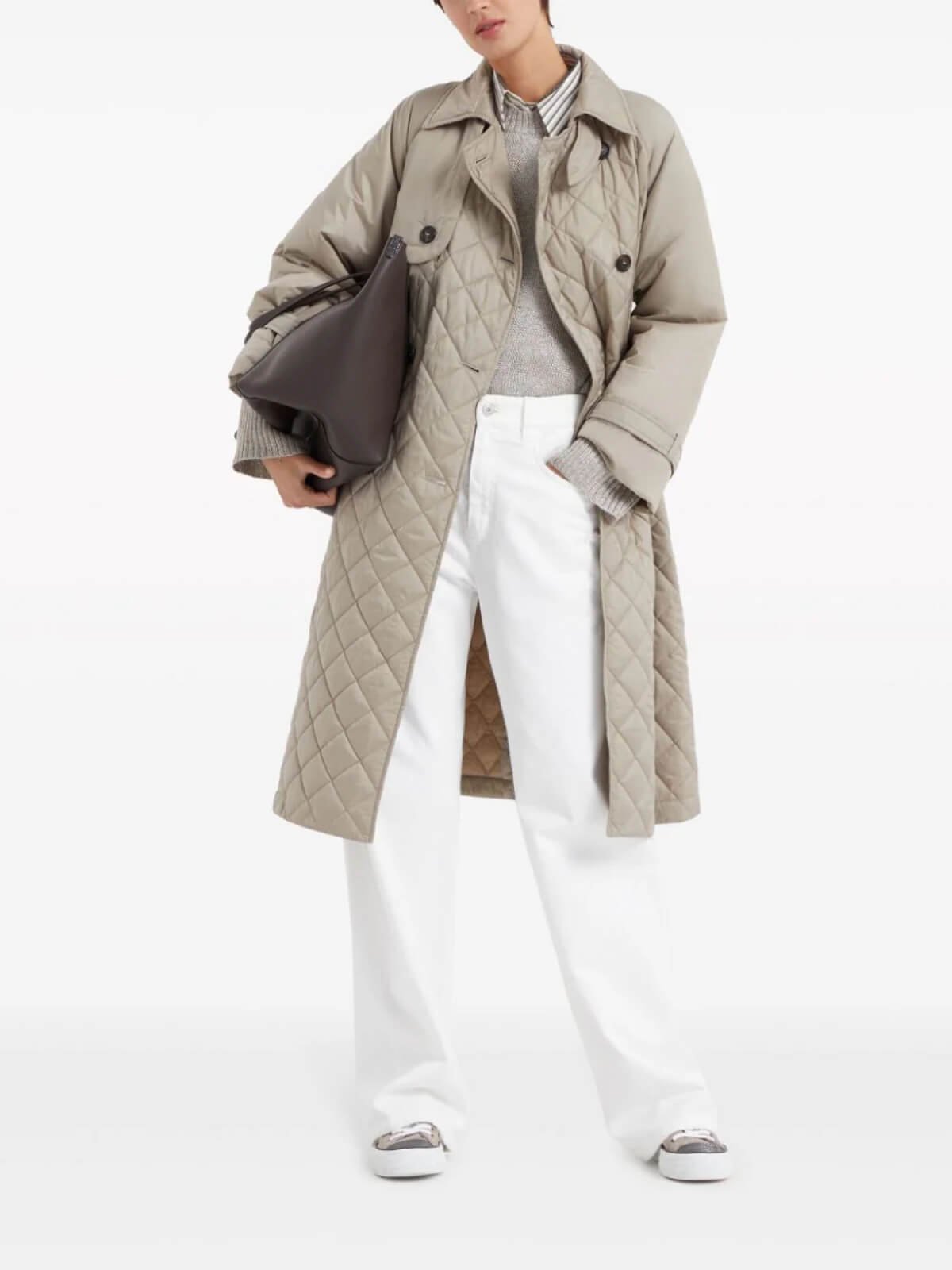 Belted Quilted Trench Coat