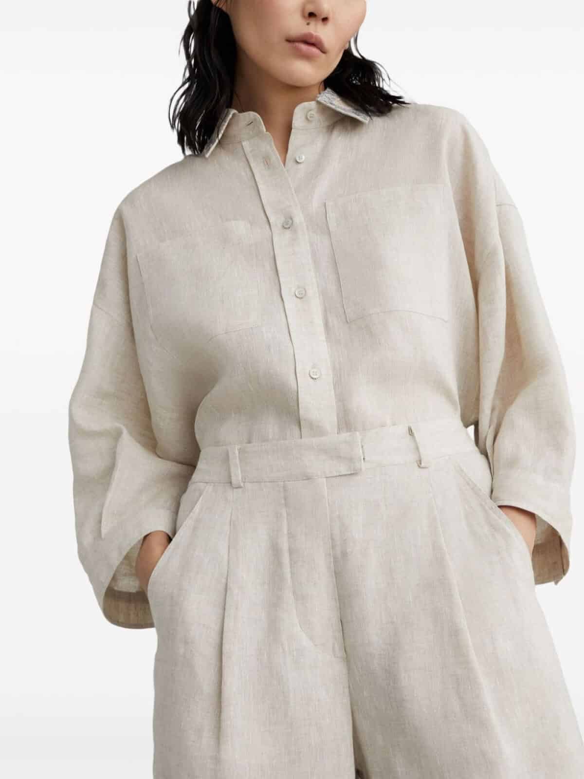 High-Waisted Linen Shorts - Image 4